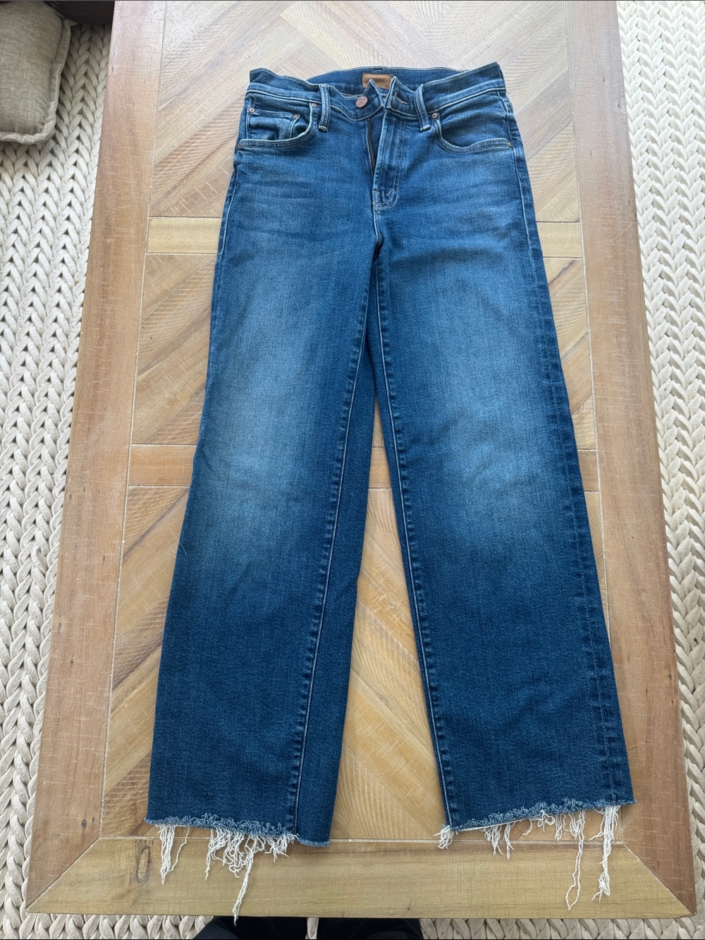 MOTHER Mid Rise Rambler Zip Ankle Fray in Dugout Doobies